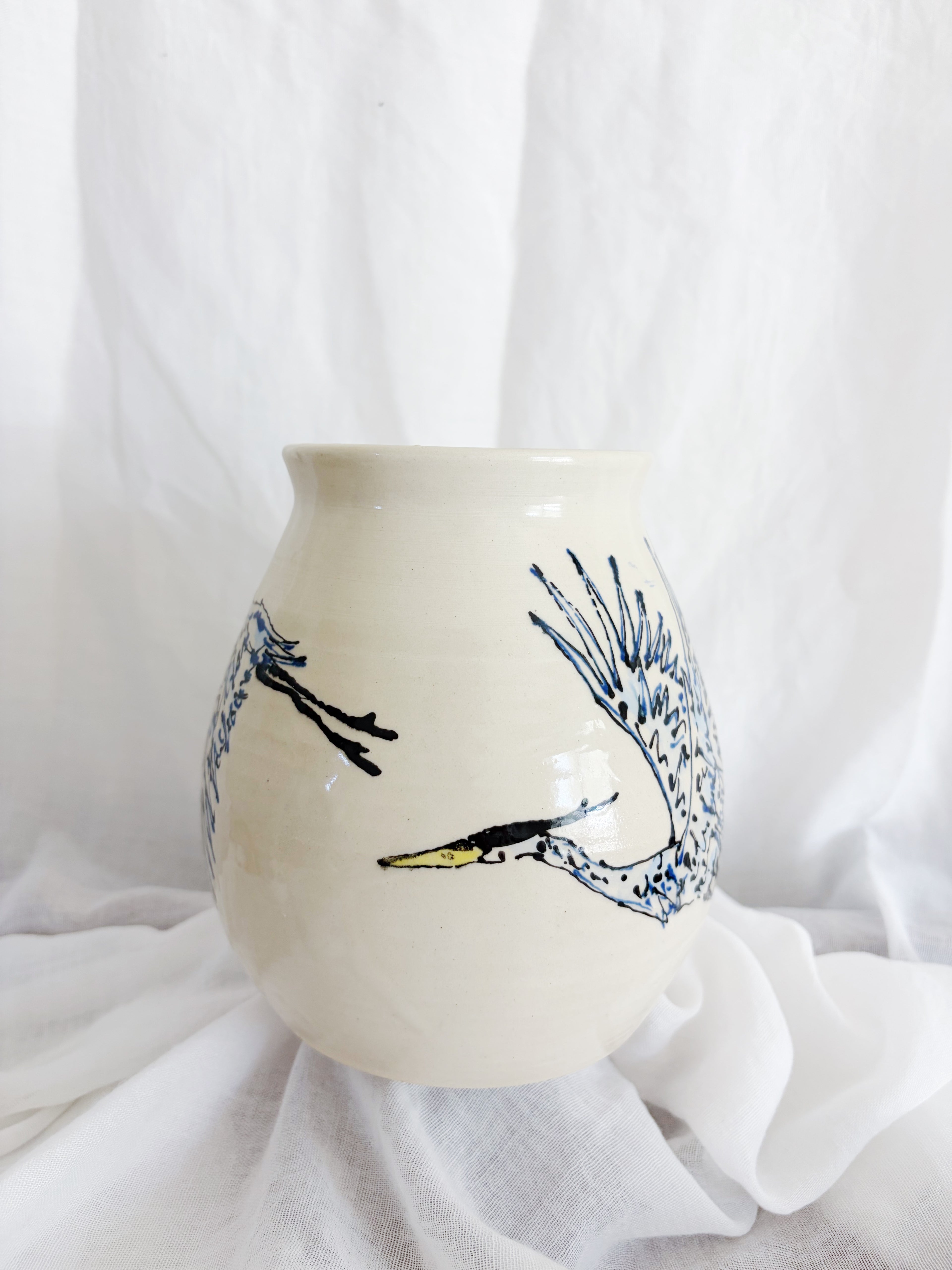 Great Blue Heron Vase