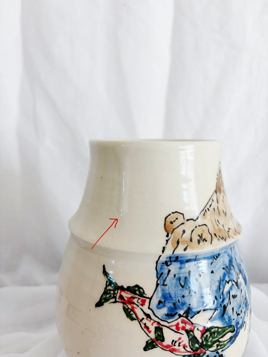 Grizzly and Salmon Vase
