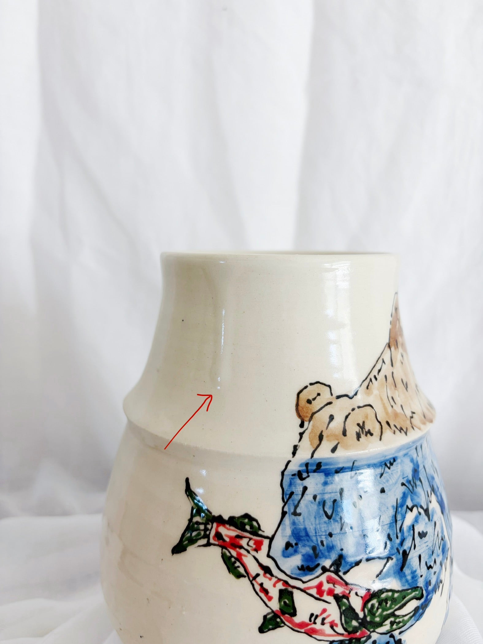 Grizzly and Salmon Vase