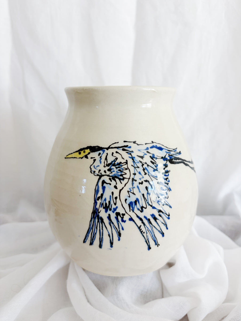 Great Blue Heron Vase