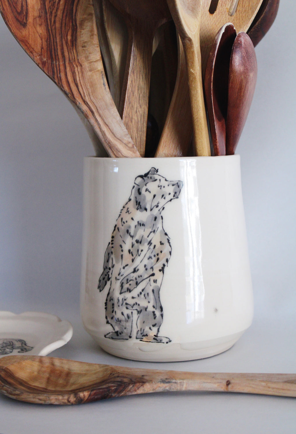 Grizzly Bear Utensil Holder & Spoon Rest Set 511