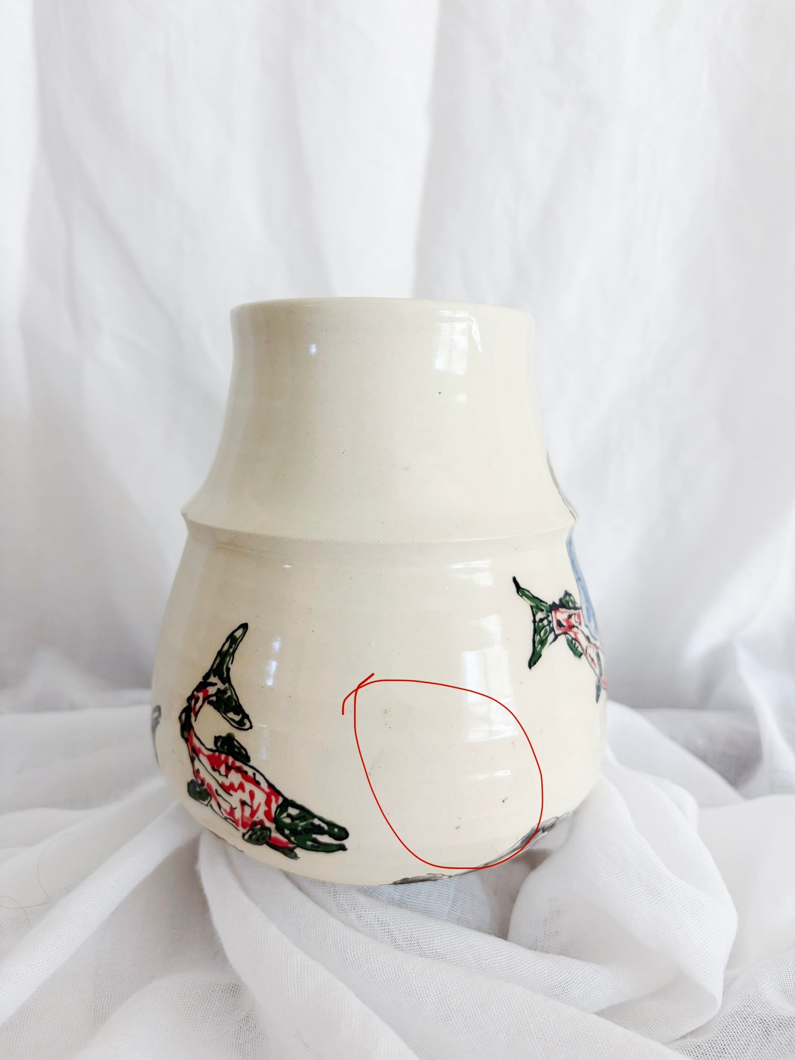 Grizzly and Salmon Vase