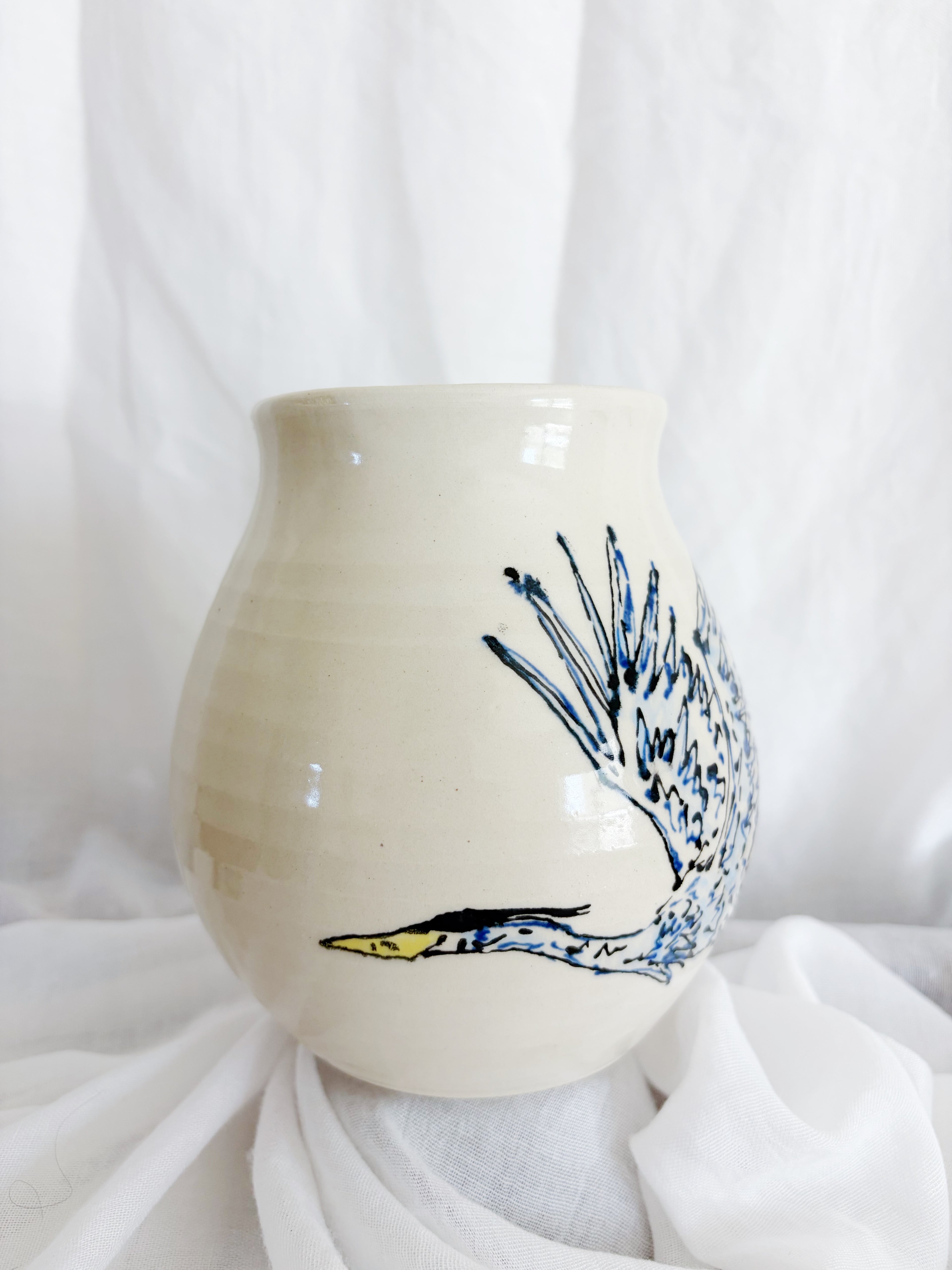 Great Blue Heron Vase