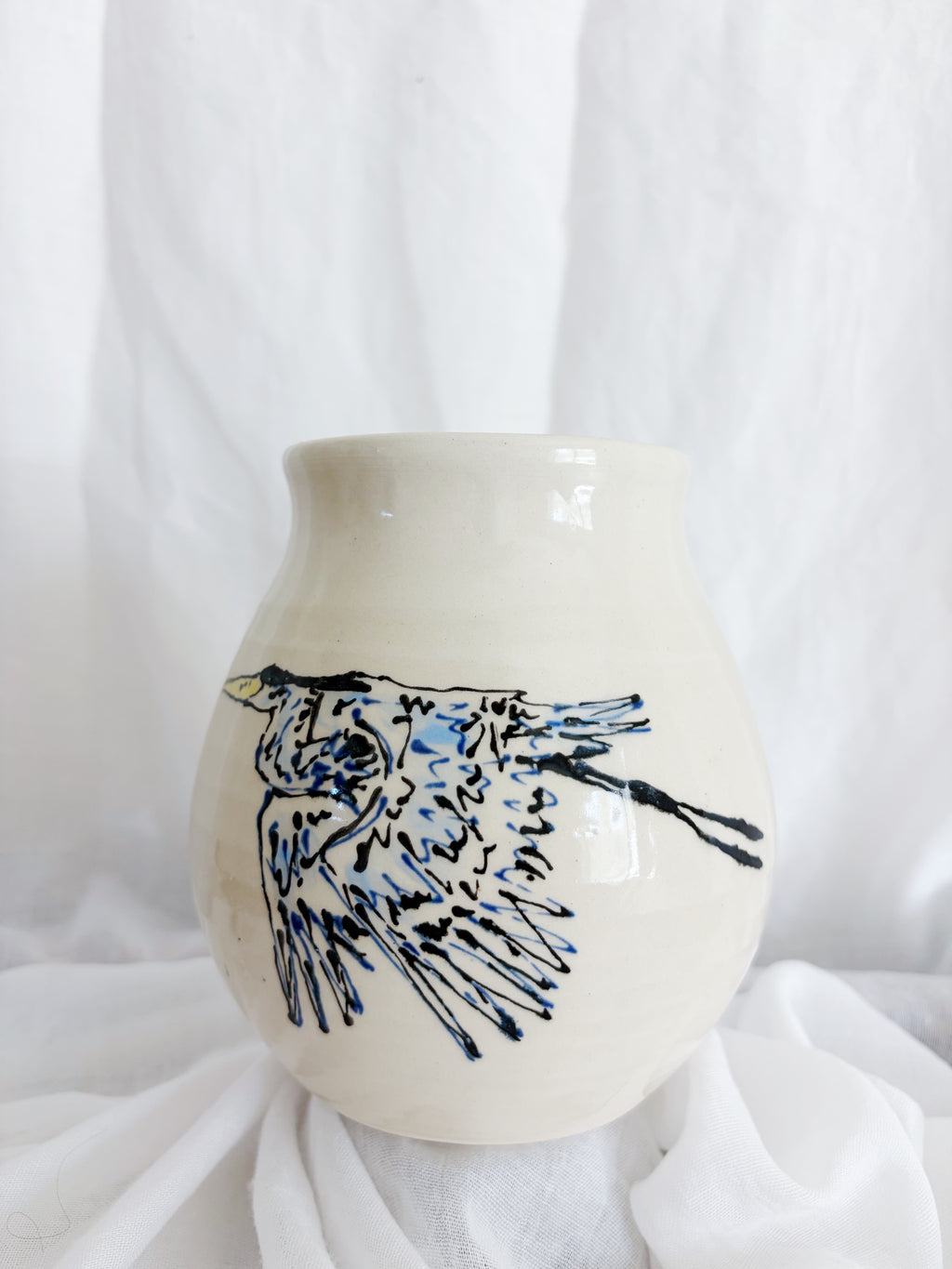 Great Blue Heron Vase
