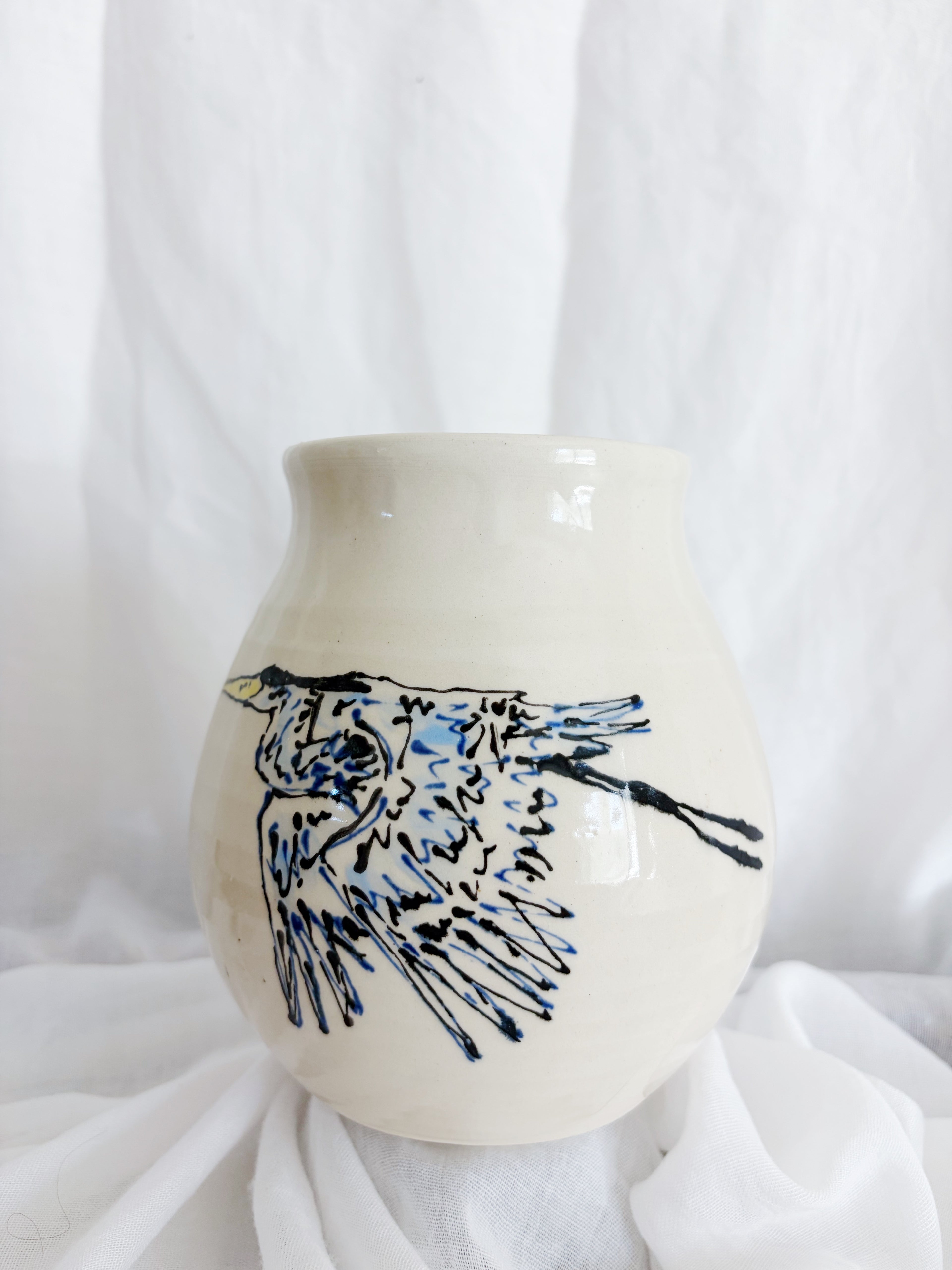 Great Blue Heron Vase