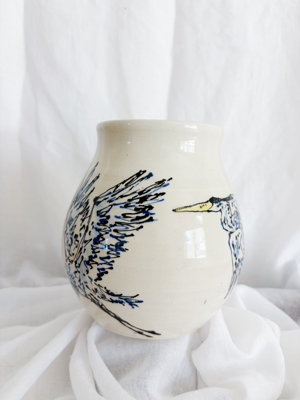 Great Blue Heron Vase