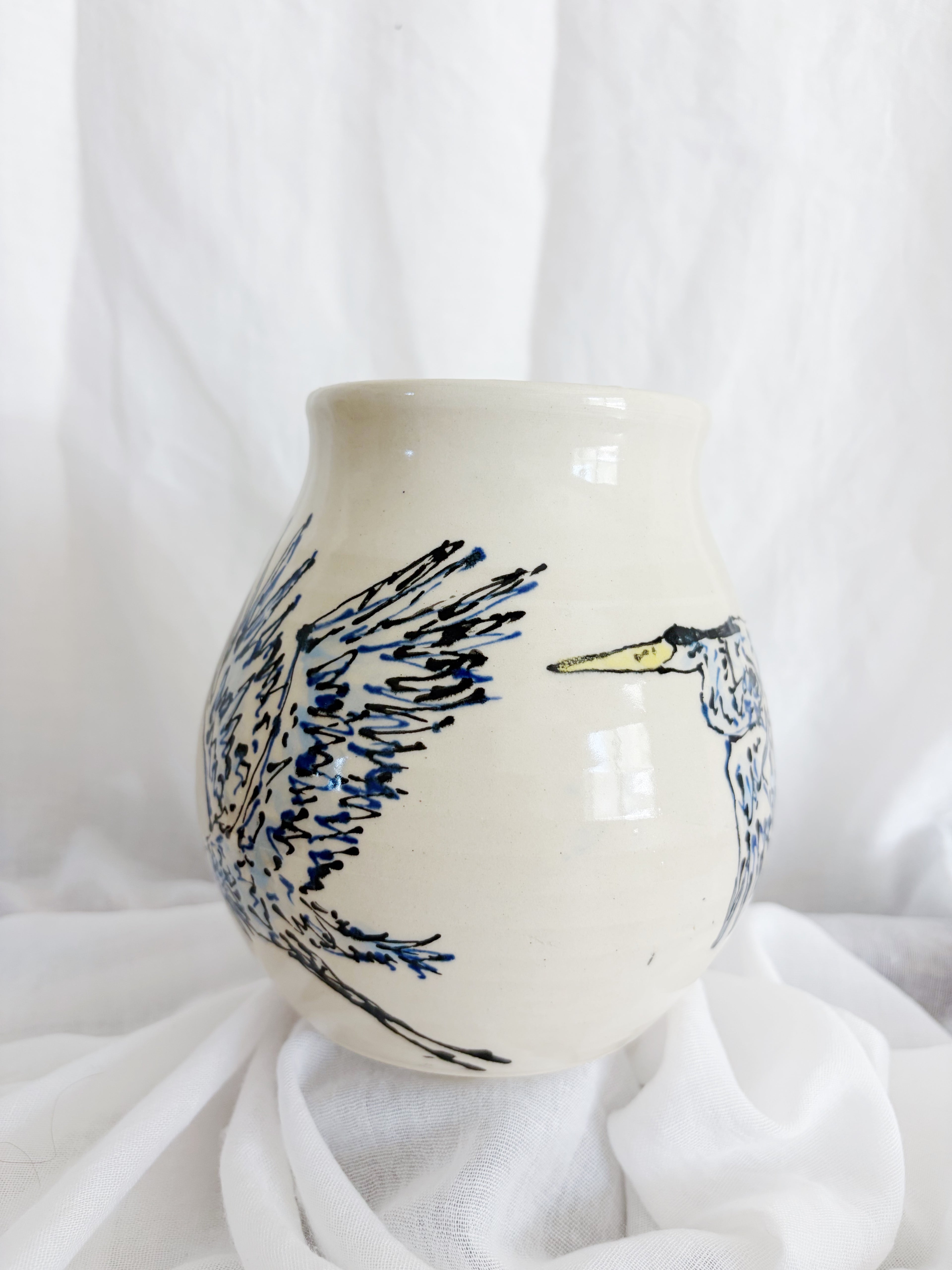 Great Blue Heron Vase